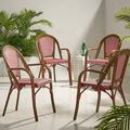 Christopher Knight Home Brianna Outdoor Outdoor Bistro Chairs (Set of 4) by Red/ White/ Brown Wood