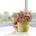 Mashaouyo 1pc Idyllic Decoration Flowerpot Easter Bunny Figurine Bonsai Pot Cactus Pots Bunny Flower Pot Succulent Plant Pots Nursery Plant Pots Creative Flowerpot Office Doll Cartoon Resin