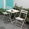 Holaki 3-Piece Folding Bistro Set Outdoor Patio Furniture Square Table Sets Weather Resistant Portable Bistro Table and Chairs for Indoor Outside Garden Backyard Balcony Porch Deck White