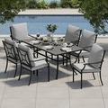 sell well patio 7 Pieces Outdoor Dining Set Patio Dining Furniture Set with 6 Patio Swivel Dining Chairs and 1 Rectangular Dining Table Patio Dining Set for 6