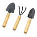 Mini Garden Tool Set of 3 Garden Hand Shovels Gardening Kit with Wood Handle Include Hand Trowel Transplant Trowel and Cultivator Hand Rake for Succulent Pot