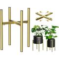 Adjustable Plant Stand Indoor Metal Plant Stand 8 to 12 Inches Single Floor Plant Pot Stand Mid Century Plant Holder for Indoor Outdoor Plants - Gold (Pot Not Include