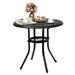 Zimtown 31 in Metal Bistro Table Cast Aluminum Dining Table Patio Coffee Table for Outdoor Garden Deck Porch Lawn Heavy Duty for All Weather Black