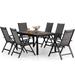 Perfect & William Outdoor Patio 7 Pieces Dining Set with 6 PE Rattan Chairs and 1 Rectangle Expandable Metal Table Modern Outdoor Furniture with Seat Cushions for Poolside Porch Pa