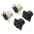 Three-core Socket XLR Female Panel Connector Nickel-plated Copper Mount Metal 4 Pcs