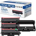 TN-760 Toner Cartridge and DR-730 Drum Unit Set Compatible for Brother TN760 TN730 DR730 use with DCP-L2550DW HL-L2350DW MFC-L2710DW MFC-L2690DW Printer (3x TN760 Toner 1x DR730 Drum Unit )
