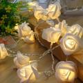 KANY String Lights Battery Operated Indoor with Led Light White Roses with Warm Light Rose Light String Warm White 6-Meter 40 Meter Light Battery Version (Battery Not Included)