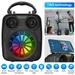 5W 4Inch Bluetooth Speaker Subwoofer Mini Portable Multifunctional Speaker with Colorful LED Lights AUX TF FM Indoor Outdoor Party Lights