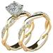 Awdenio Deals 2PC Bridal Zircon Diamond Elegant Engagement Wedding Band Set