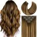 Lacer Hair Remy Hair Seamless Hair Extensions Clip in 18 Inch Balayage Chestnut Brown Mixed Dark Brown 110g 7pcs PU Clip in Hair Extensions Human Hair Thick Hair with PU Weft for Women R#2-2/6