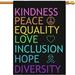 Pride House Flags 28x40 Inch Double Sided Kindness Peace Equality Love Inclusion Hope Diversity Burlap Vertical Flag for Yard Lawn Spring Summer Fall Winter Outdoor Decoration