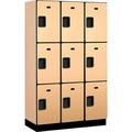 Salsbury Industries B2177459 Assembled Triple Tier 9 Door Extra Wide Wood Locker Maple - 15 x 18 x 24 in.