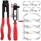 CNKOO 10Pcs CV Joint Boot Clamp Pliers with CV Boot Clamps Kit Ear Boot Tie Pliers Car Band Tool Kit CV Joint Banding Tools for Most Cars