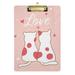 ALAZA Cute Cat Heart Valentines Pink Clipboards for Kids Student Women Men Letter Size Plastic Low Profile Clip 9 x 12.5 in Silver Clip