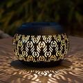 Solar Table Lights Outdoor Waterproof - Dancing Flickering Flame Lamp Black Metal Tabletop Light Solar Powered Decorative Lighting Lantern for Desk Bedroom Patio Garden Pathway Yard