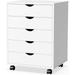 5 Drawer Chest Wood File Cabinet Rolling Storage Dresser with Wheels for Home Office 15.75 D x 18.74 W x 25.39 H White