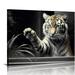 CANFLASHION Inspirational Wall Art Tiger Canvas Mindset is Everything Decor Cat Paintings Motivational Poster Framed & Easy Hang Prints Decorations for Office Living Room Bathroom Guest Room