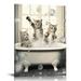 CANFLASHION Cat Themed Wall Art & Decor Cute Cat Lovers Gifts - Funny Bathroom Decor - Cat Poster Wall Collage - Bathroom Accessories for Men Women Gray Bathroom Decor