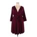 Torrid Casual Dress - A-Line V Neck 3/4 sleeves: Burgundy Print Dresses - Women's Size 3X Plus