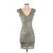 Forever 21 Cocktail Dress - Mini: Gray Marled Dresses - Women's Size Small