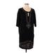 Nanette Lepore Casual Dress - Shift Keyhole Short sleeves: Black Dresses - Women's Size Small