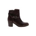 FRYE Ankle Boots: Strappy Chunky Heel Casual Burgundy Print Shoes - Women's Size 8 - Round Toe