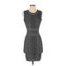 BCBGMAXAZRIA Casual Dress - Mini High Neck Sleeveless: Gray Print Dresses - Women's Size X-Small