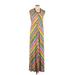 Trina Turk Casual Dress - A-Line Scoop Neck Sleeveless: Yellow Chevron/Herringbone Dresses - Women's Size 12