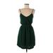 Madewell Casual Dress - Mini V-Neck Sleeveless: Green Print Dresses - Women's Size 0