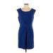 Forever 21 Casual Dress - Mini Scoop Neck Sleeveless: Blue Print Dresses - Women's Size Large