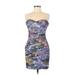 BCBGMAXAZRIA Cocktail Dress - Mini: Purple Print Dresses - Women's Size 6