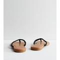 Black Leather-Look Plaited Toe Post Sandals New Look