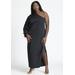 Plus Size Women's Gathered Sleeve Column Dress by ELOQUII in Black Onyx (Size 20)