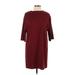 Trafaluc by Zara Casual Dress - Shift High Neck 3/4 sleeves: Burgundy Solid Dresses - Women's Size Large