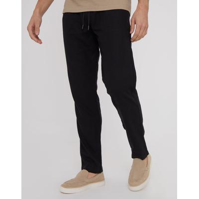 Black Linen Blend Drawcord Trousers