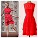 Anthropologie Dresses | Anthropologie Girls From Savoy Ruffled Oska Red 100% Silk Dress-4 | Color: Red | Size: 4