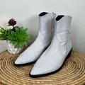 Free People Shoes | Free People Luke Western Boot White Zipper Leather 39 Reptile | Color: White | Size: 39eu