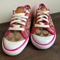 Coach Shoes | Coach Barrett Sneakers Shoes Signature Logo Pink Size 6.5 Excellent Condition | Color: Pink | Size: 6.5