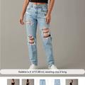 American Eagle Outfitters Jeans | Ae Strigid Mom Jean 6r Destroyed Light Super Bleach Denim | Color: Blue | Size: 6