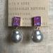 Anthropologie Jewelry | Anthropologie Crystal Double Post Earrings In Pearl And Lavender- Nwt | Color: Purple/White | Size: Os