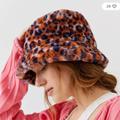 Urban Outfitters Accessories | Knox Printed Faux Fur Leopard Cheetah Animal Fuzzy Chic Glam Trendy Bucket Hat | Color: Pink | Size: Os