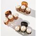 Anthropologie Accessories | Anthropologie Small Pearl Hair Claw Clips, Set Of 3 | Color: Brown/White | Size: Os