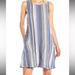 Anthropologie Dresses | Anthropologie Dylan 100% Cotton Frayed Hem Blue Stripe Sleeveless Dress - Large | Color: Blue/White | Size: L