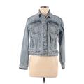 Zara Denim Jacket: Short Blue Print Jackets & Outerwear - Women's Size Medium - Print Wash