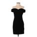 Aidan by Aidan Mattox Casual Dress - Sheath Off The Shoulder Short sleeves: Black Solid Dresses - Women's Size 4