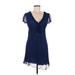 Free People Casual Dress - Mini: Blue Solid Dresses - Women's Size 6