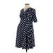 Mother Bee maternity Casual Dress - A-Line V-Neck Short sleeves: Blue Polka Dots Dresses - Women's Size Large