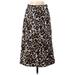 Forgotten Grace Casual Wrap Skirt Midi: Brown Leopard Print Bottoms - Women's Size X-Small