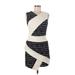 BCBGMAXAZRIA Casual Dress - Mini V-Neck Sleeveless: Ivory Stripes Dresses - Women's Size 6