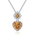 HAODUOO Ladies Personality Fashion Necklace Jewelry,Pendant Necklace Ladies Fashion Jewelry Citrine Sterling Silver Ladies Pendant Exquisite Elegant Heart Pendant Necklace Necklaces for Women